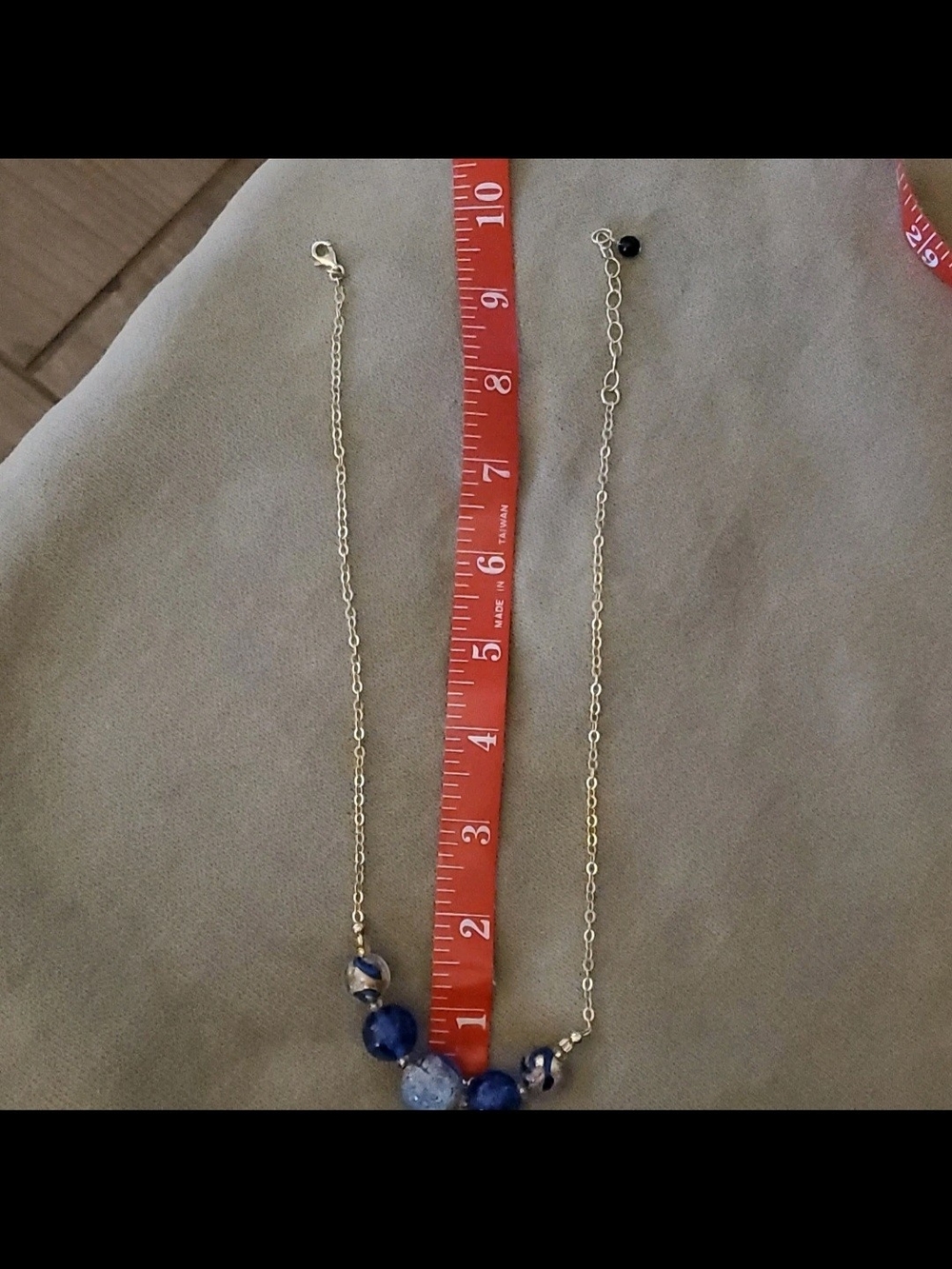 Murano Blue And Gold Glass Bead Necklace - Murano View 3